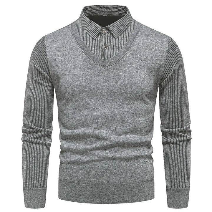 Levoire | Veste en tricot ajustée à manches longues à deux pièces Gris