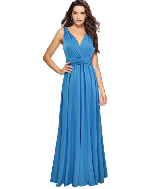 Levoire | Élégant, Robe De Soirée Multiwrap Dos Nu Pour Le Soir Bleu
