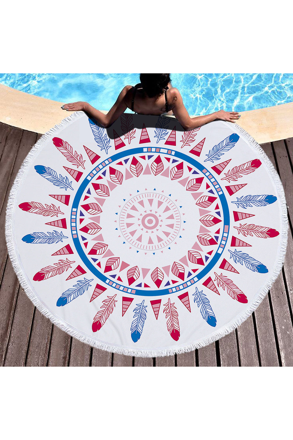 Levoire | Couverture imprimée plumes pour pique-nique et plage Multicolore Taille unique