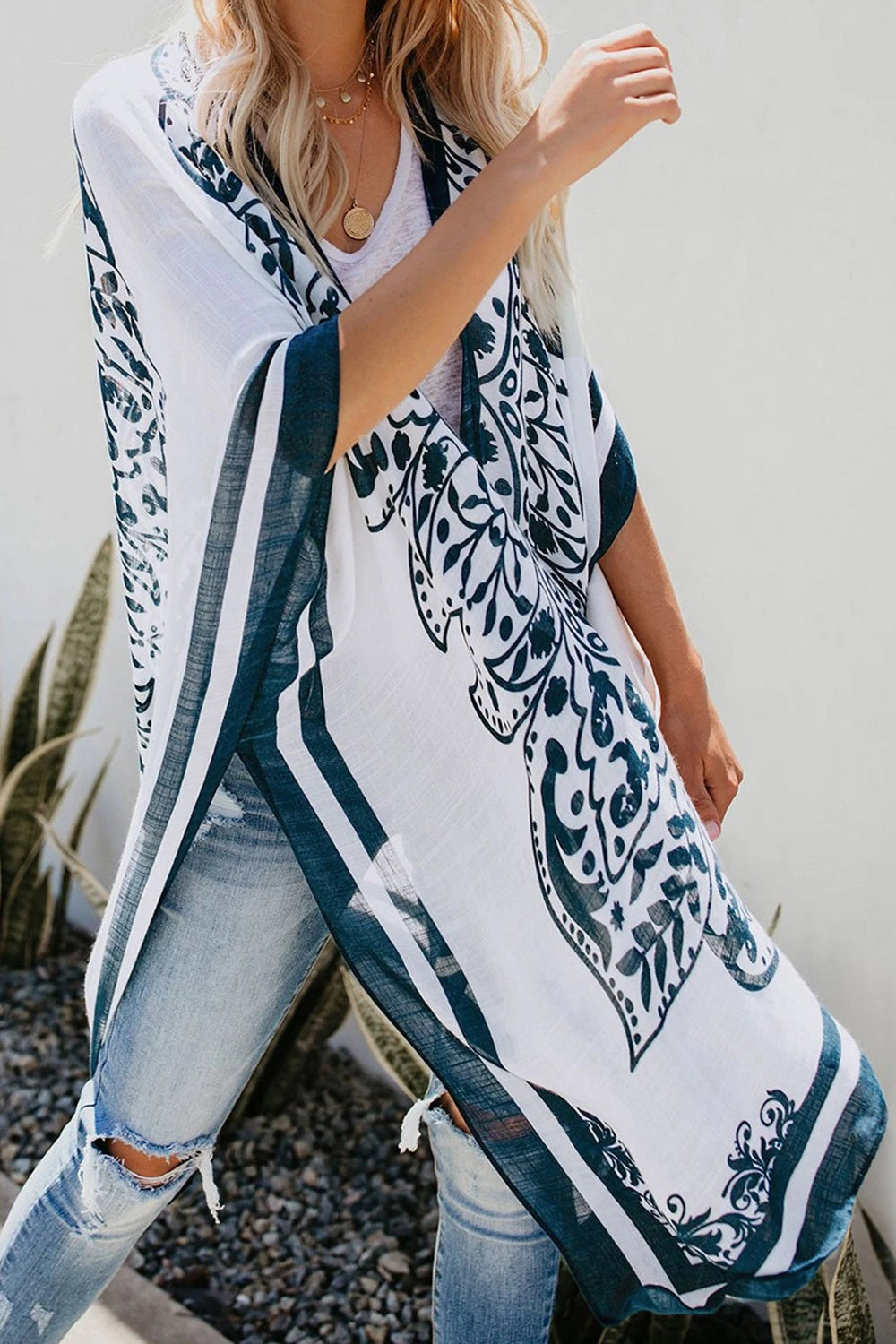 Levoire | Poncho Overlay à Fente Sans Col Blanc Taille unique