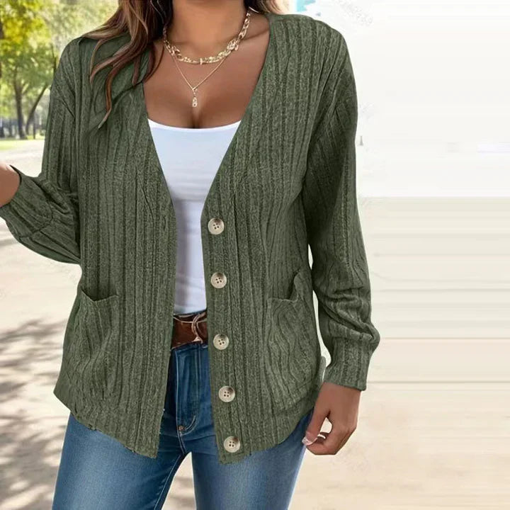 Levoire | Veste Tricotée Chaude Au Look Classique Pour Femmes Vert armée