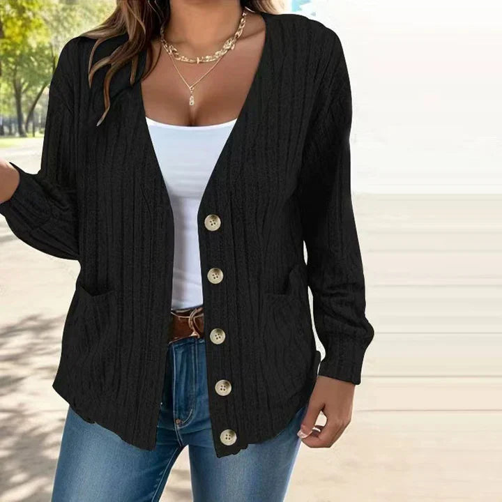 Levoire | Veste Tricotée Chaude Au Look Classique Pour Femmes Noir