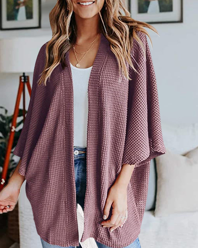 Levoire | Pull Chaud, Tricoté, Uni Gilet Avec Manches 3/4 Pour Femmes Violet