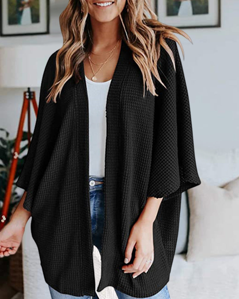 Levoire | Pull Chaud, Tricoté, Uni Gilet Avec Manches 3/4 Pour Femmes Noir