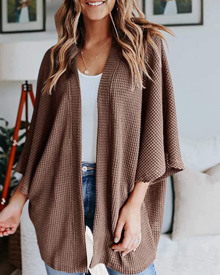 Levoire | Pull Chaud, Tricoté, Uni Gilet Avec Manches 3/4 Pour Femmes Café