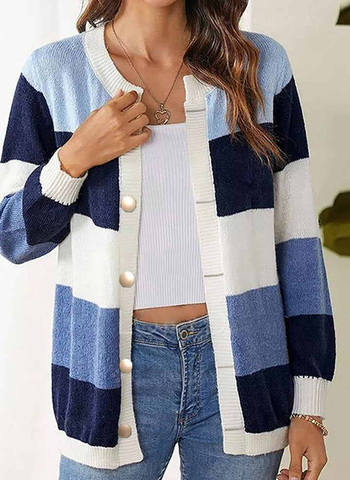 Levoire | Veste En Tricot Douce Avec Des Motifs Uniques Pour Femmes Bleu