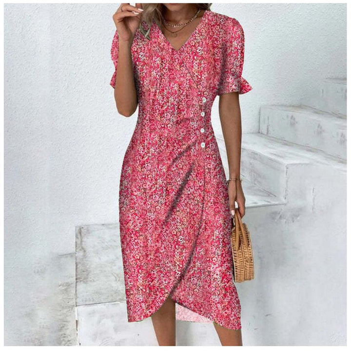 Levoire | Robe Midi Plissée Élégante À Fleurs Rosa
