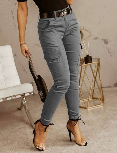 Levoire | Pantalon Cargo Avec Stretch Et Taille Haute