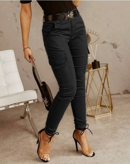 Levoire | Pantalon Cargo Avec Stretch Et Taille Haute