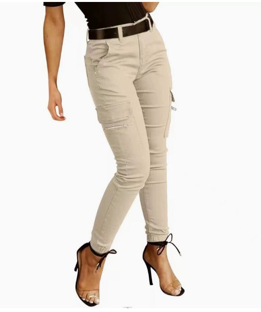 Levoire | Pantalon Cargo Avec Stretch Et Taille Haute