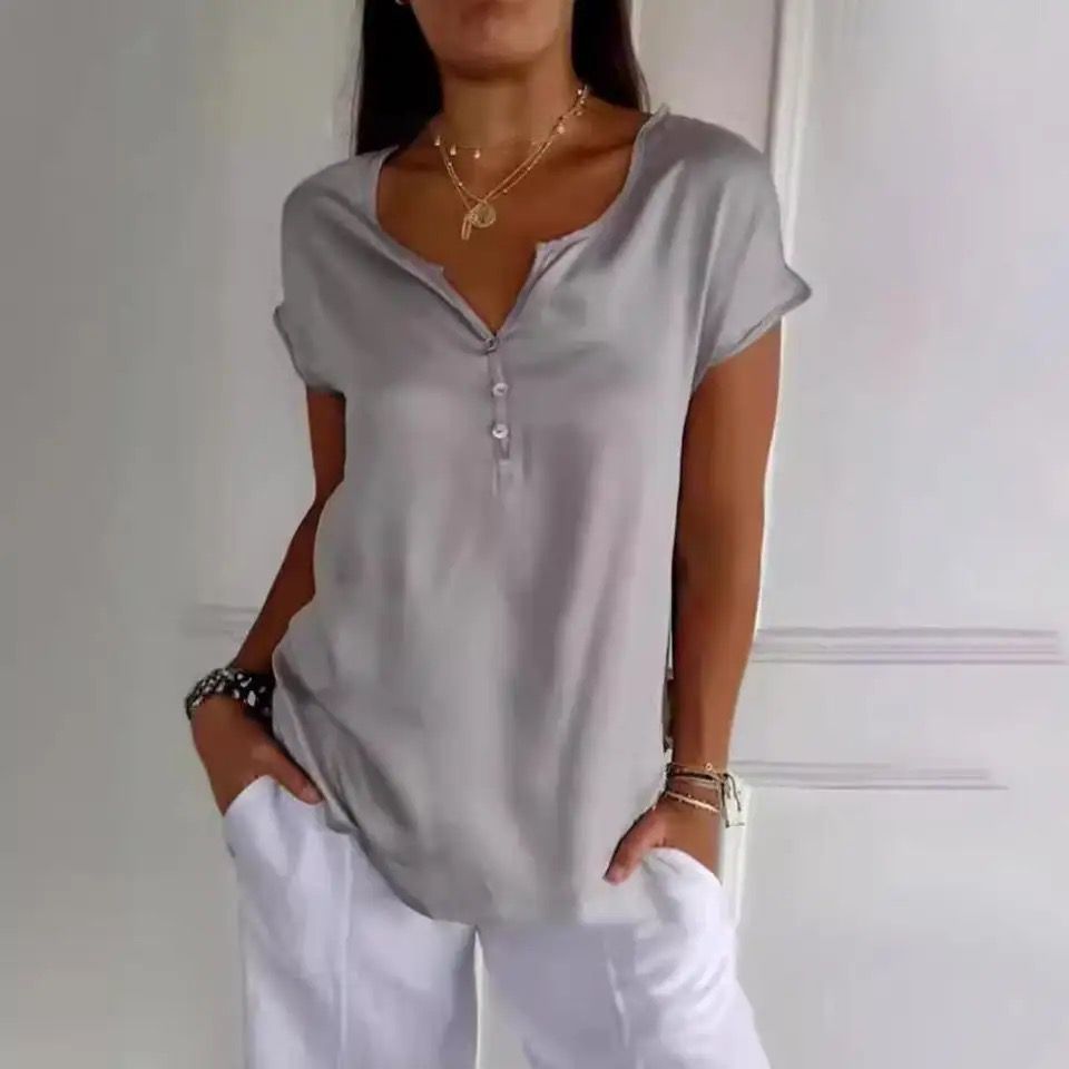 Levoire | Top élégant avec décolleté en V Gris