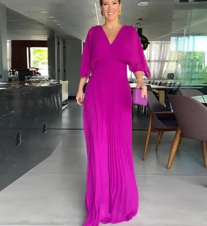 Levoire | Robe Plissée Classique Rose foncé