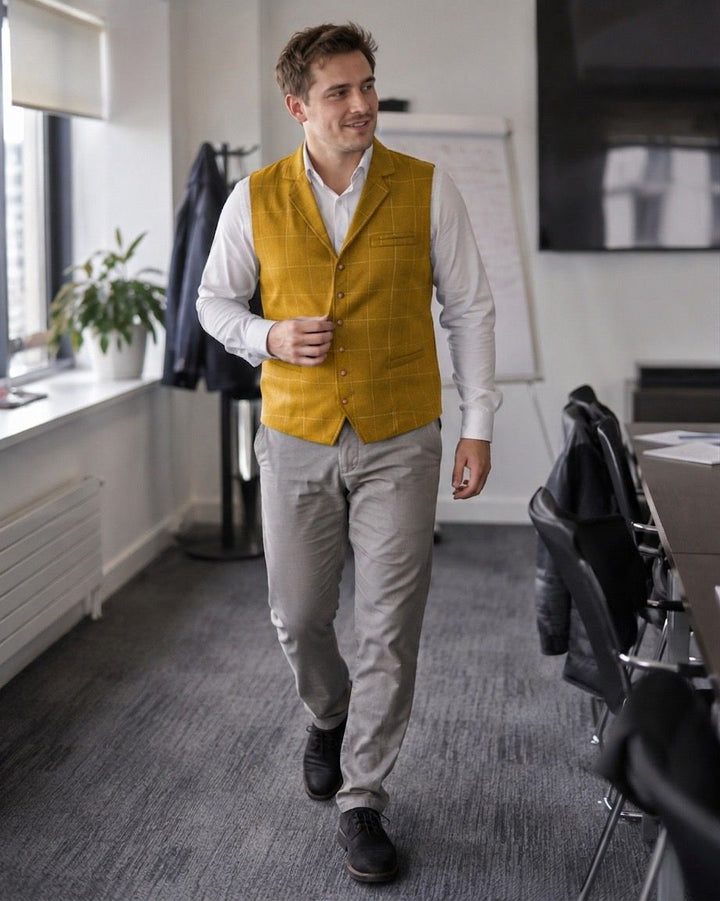 Avriane gilet pour homme avec motif à carreaux et patte de boutonnage