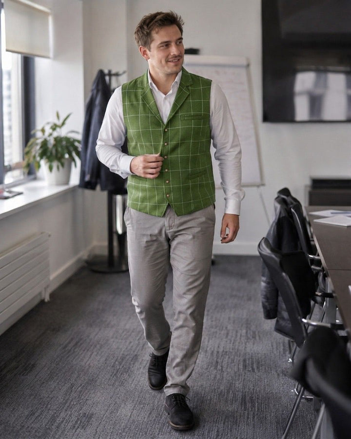 Avriane gilet pour homme avec motif à carreaux et patte de boutonnage