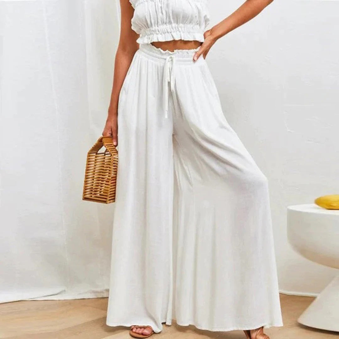 Levoire | Pantalon Fluide Avec Flair Élégant Blanc