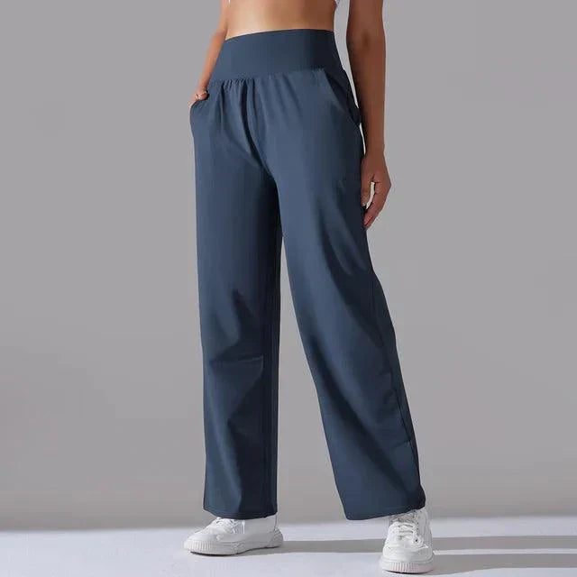 Levoire | Leg Yoga-Pantalons Pour Femmes Taille Haute Pantalons De Fitness À Jambes Larges Bleu