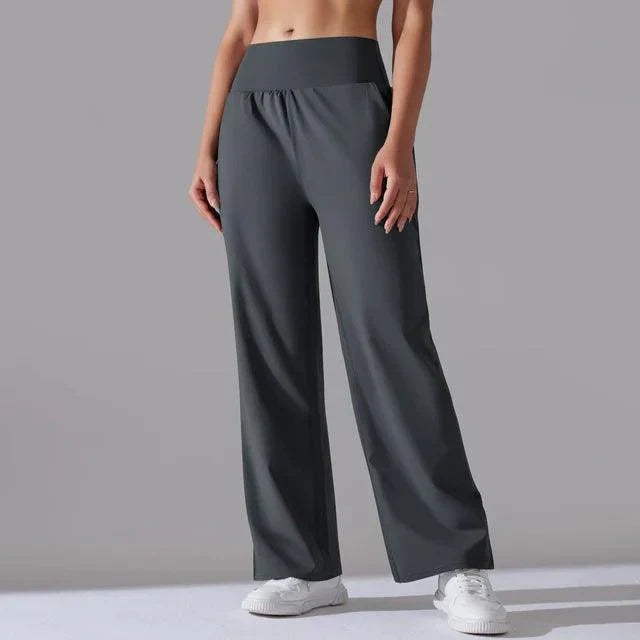 Levoire | Leg Yoga-Pantalons Pour Femmes Taille Haute Pantalons De Fitness À Jambes Larges Gris foncé (Long)