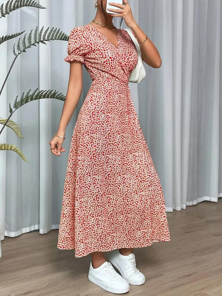 Levoire | Robe D'Été Longue À Manches Courtes Fendue
