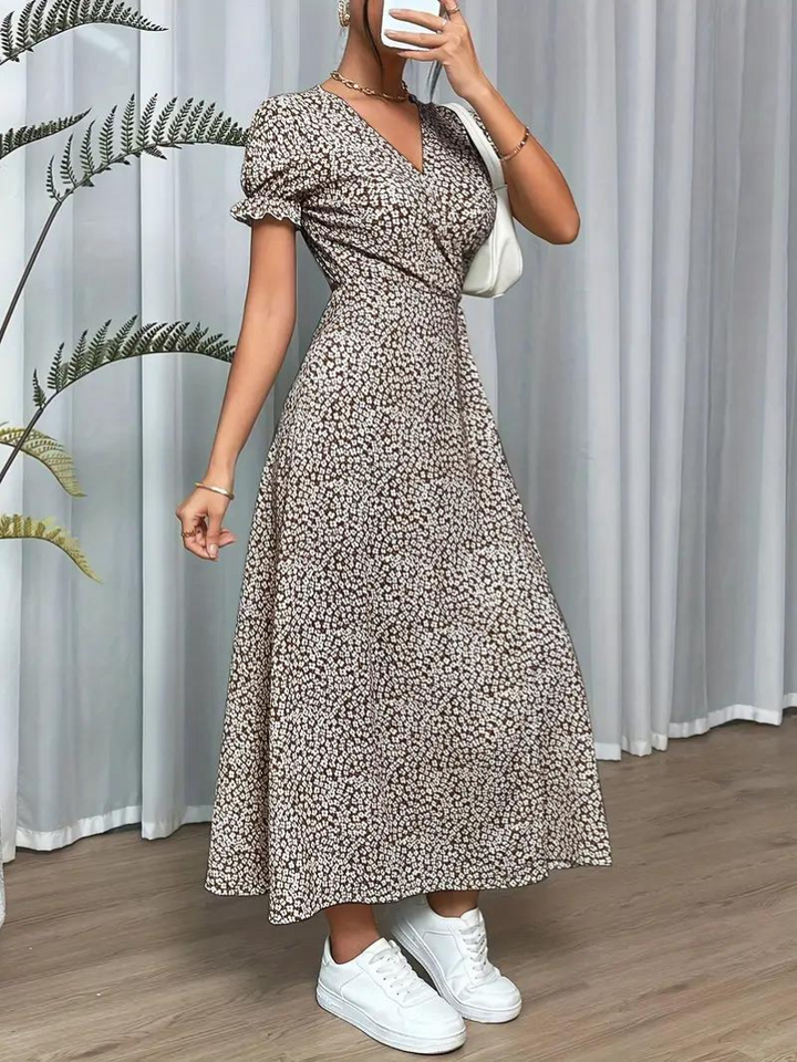 Levoire | Robe D'Été Longue À Manches Courtes Fendue