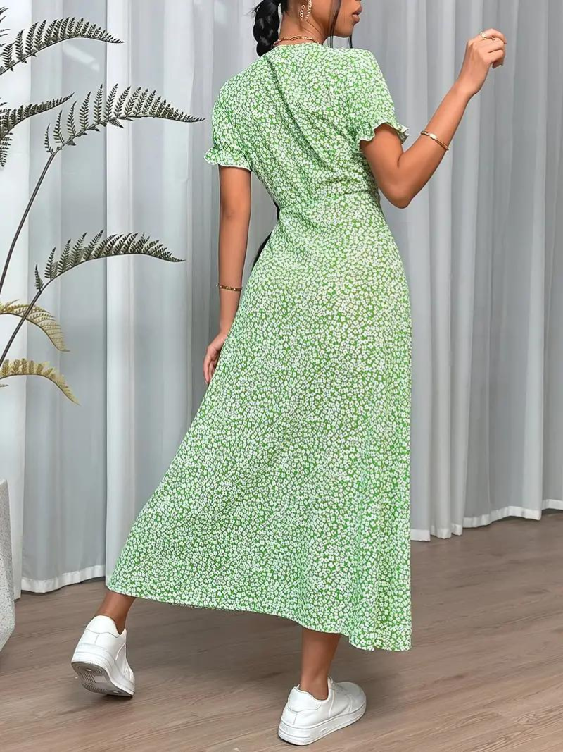Levoire | Robe D'Été Longue À Manches Courtes Fendue