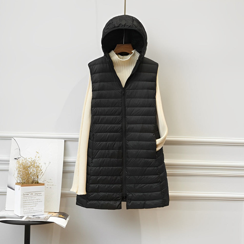 Manteau long sans manches Noir