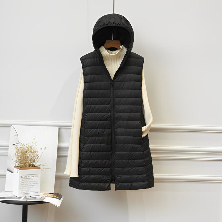 Manteau long sans manches Noir