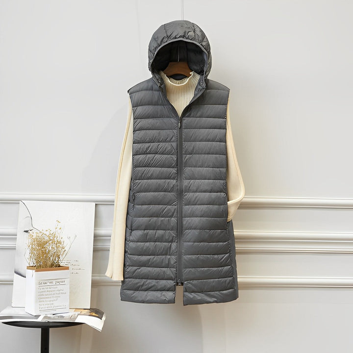 Manteau long sans manches Gris