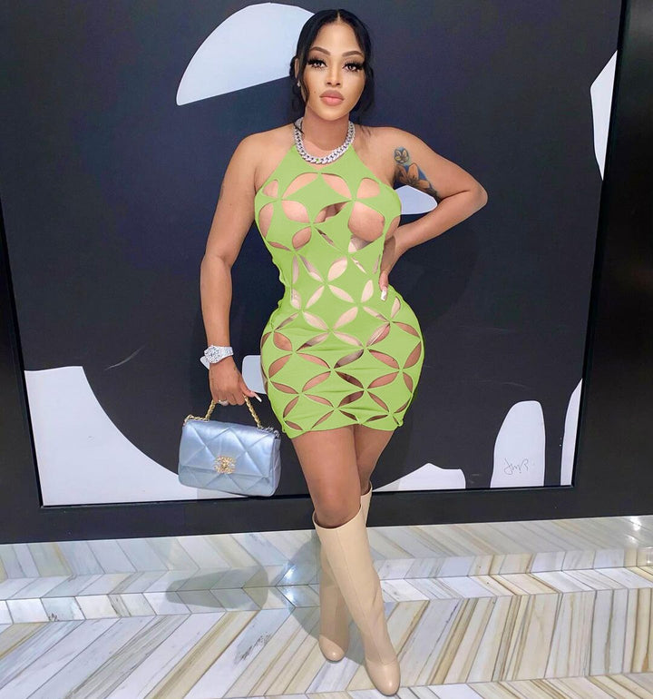 Levoire | Robe Mini Découpe En Diamant Vert clair