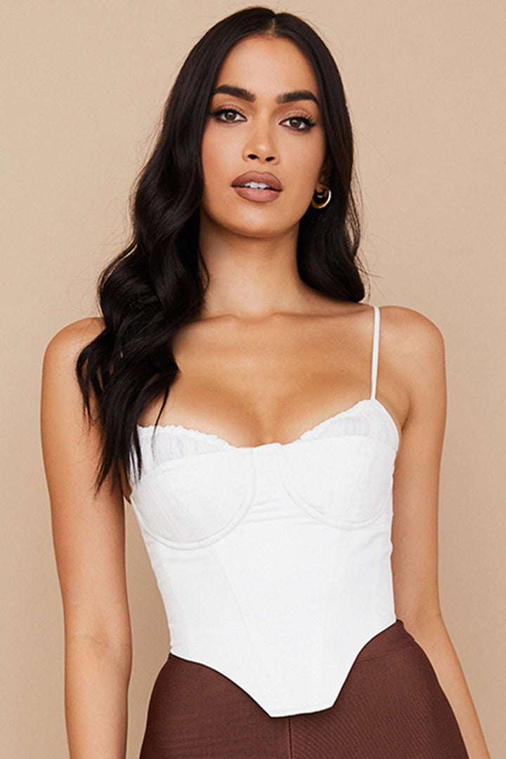 Levoire | Top Corset Blanc Avec Volants