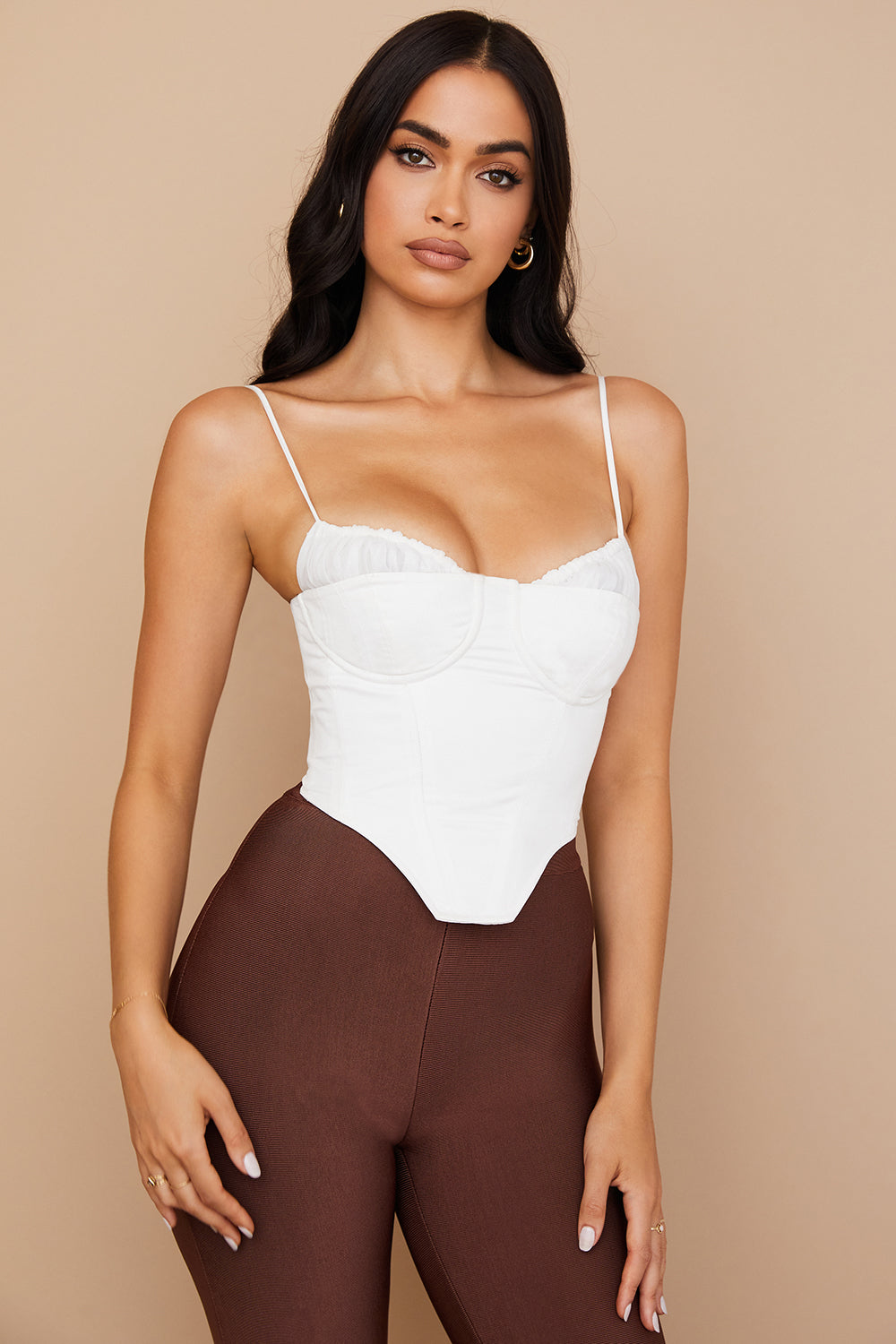 Levoire | Top Corset Blanc Avec Volants