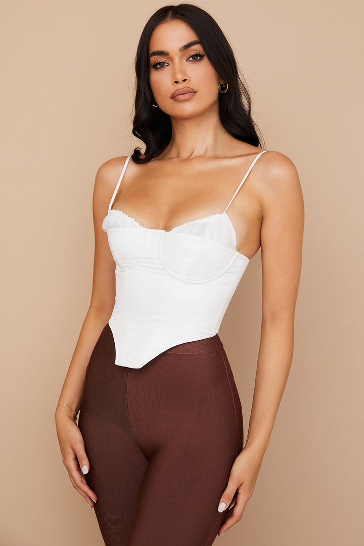 Levoire | Top Corset Blanc Avec Volants