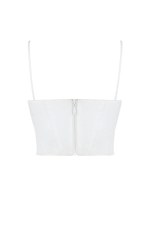 Levoire | Top Corset Blanc Avec Volants