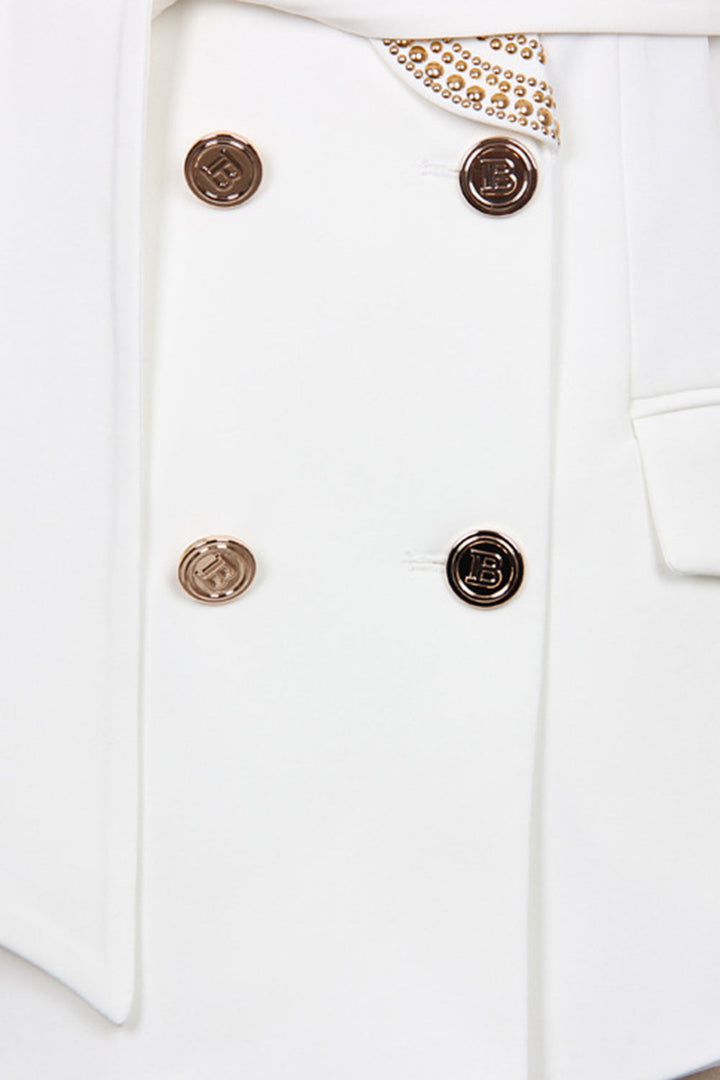 Levoire | Veste Double Boutonnage Avec Détails Dorés Blazer Avec Ceinture Vêtements Pour Dames
