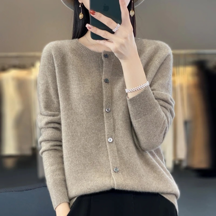 Levoire | Veste En Tricot Style Crop Top Brun foncé