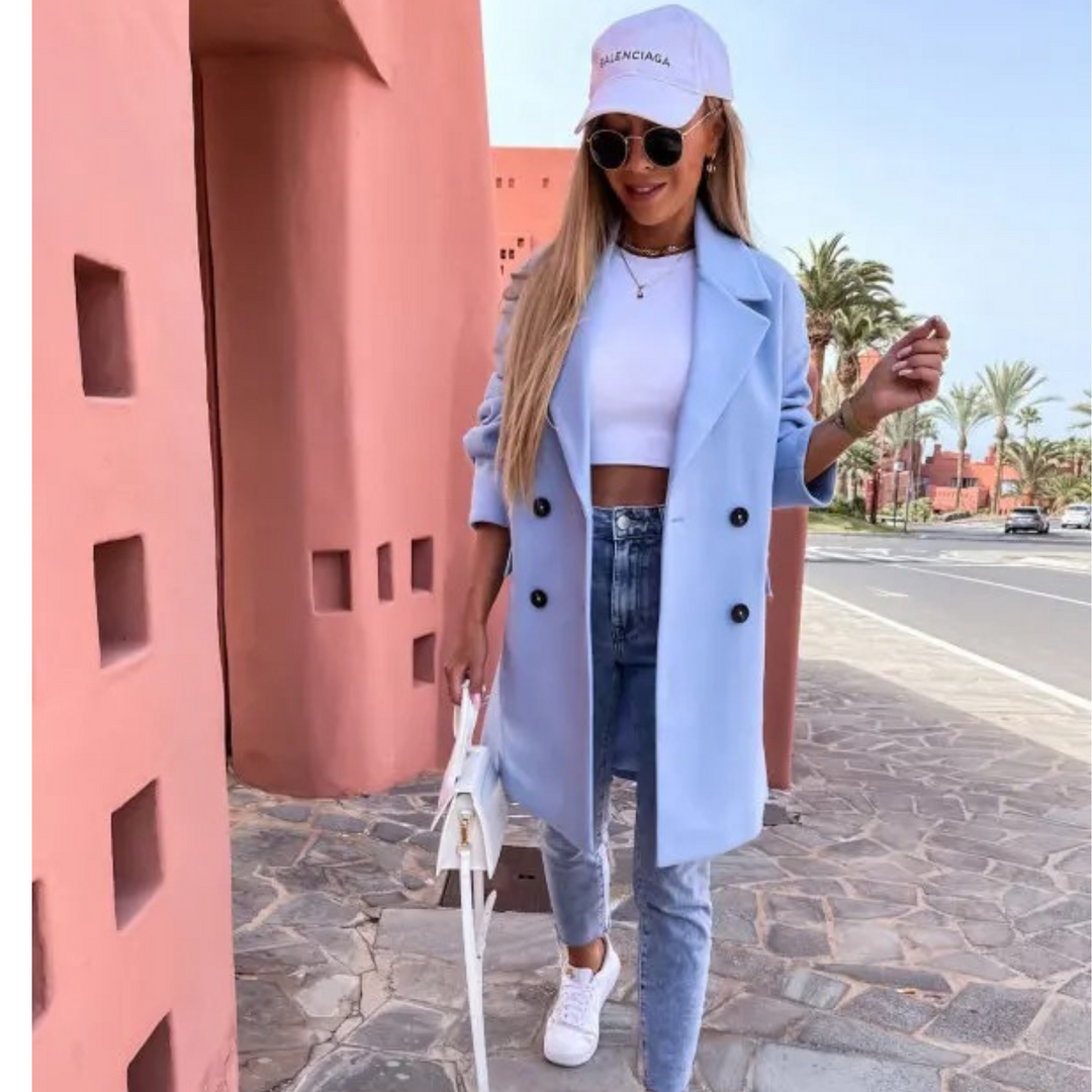 Levoire | Col Revers Avec Bouton Manteau Femme Jacket Bleu