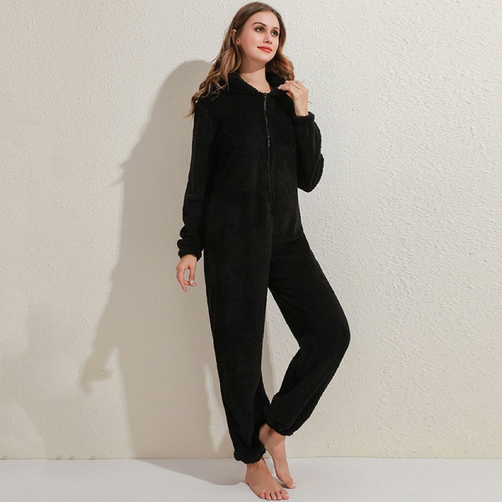 Levoire | Combinaisons Avec Capuche Zip Up Monopiece Pour Adultes Vêtements De Détente Noir