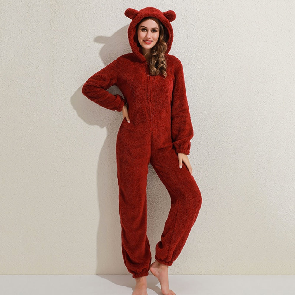Levoire | Combinaisons Avec Capuche Zip Up Monopiece Pour Adultes Vêtements De Détente Bordeaux
