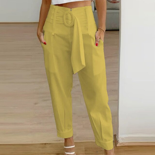 Levoire | Pantalon Crayon Avec Lacets Jaune
