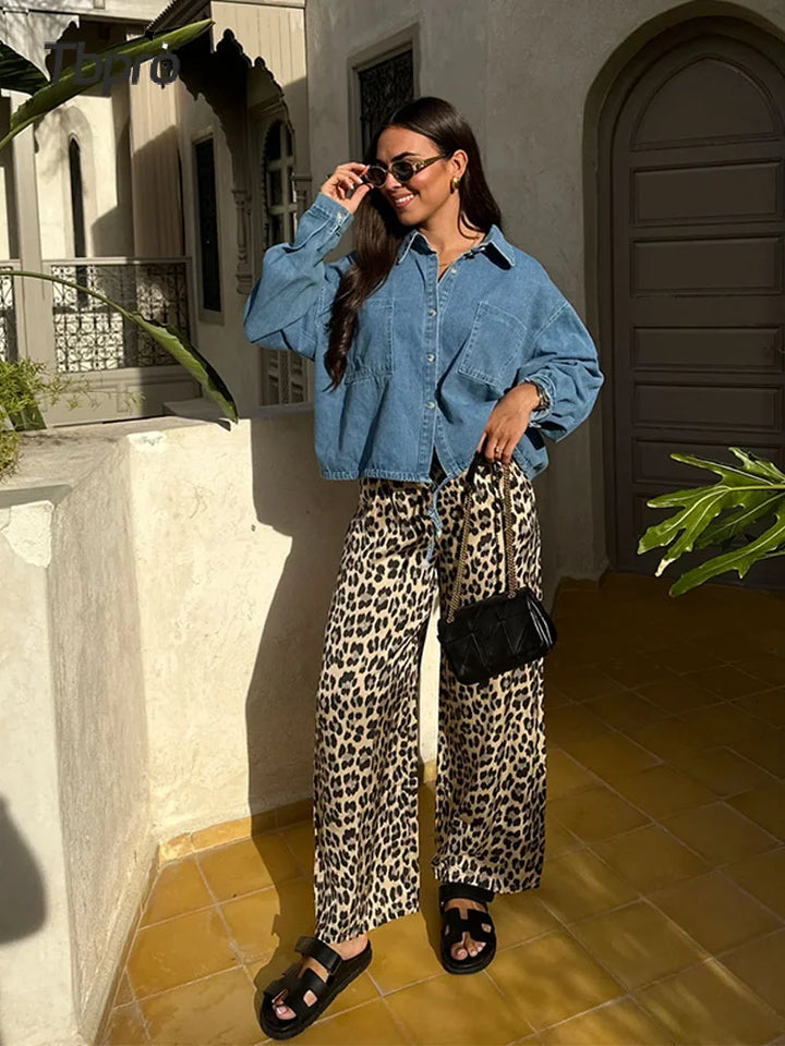 Levoire | Léopard Grand Ajustement Pantalons L