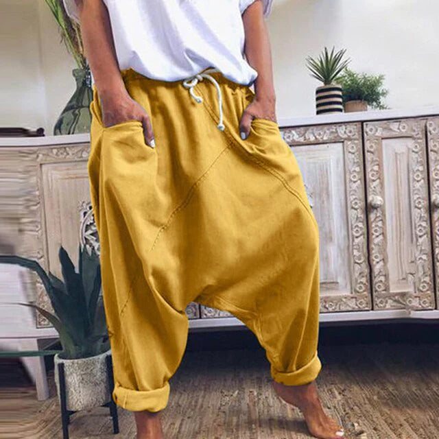 Levoire | Pantalons Harembux En Coton Élégants Jaune