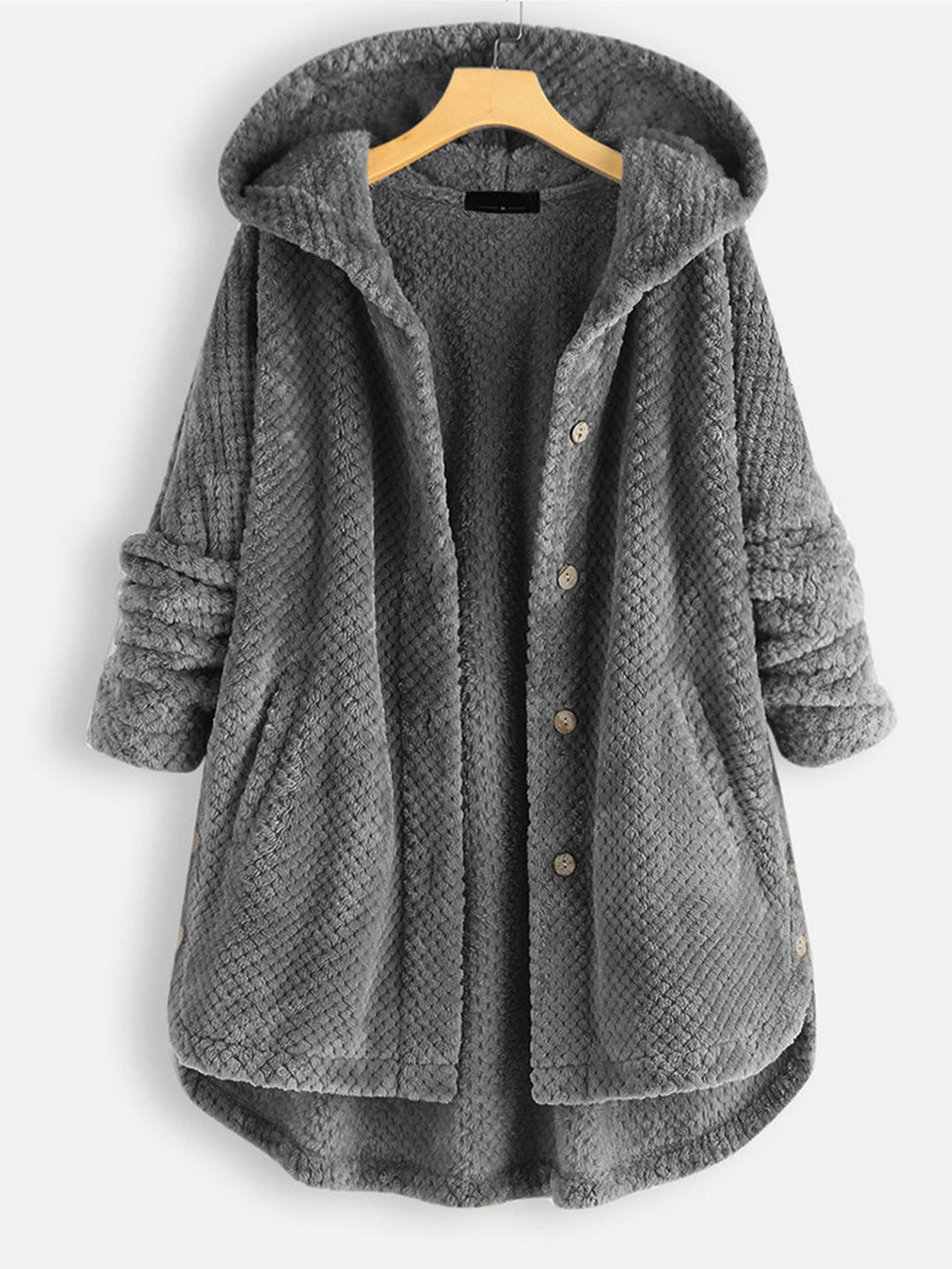 Levoire - Veste à capuche en polaire réversible d'hiver Gris