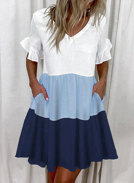 Levoire | Robe Midi Rayée Avec Motif À Rayures Bleu