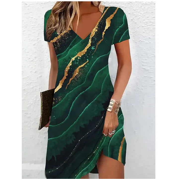Levoire | Robe Cocktail Beige À Paillettes Vert profond