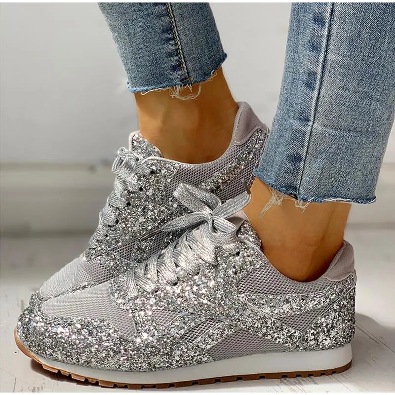 Levoire | Sneaker À Paillettes Brillantes Tendance Argent
