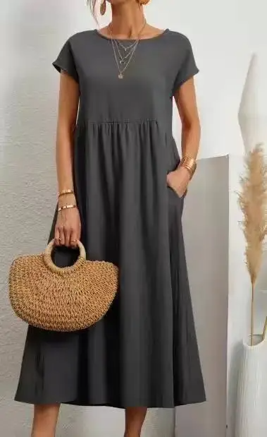 Levoire | Robe Élégante à Détails Raffinés Gris charbon de bois