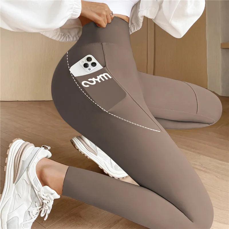 Levoire | Leggings De Sport Taille Haute Pour Femmes Avec Poche Entraînement & Yoga Marron