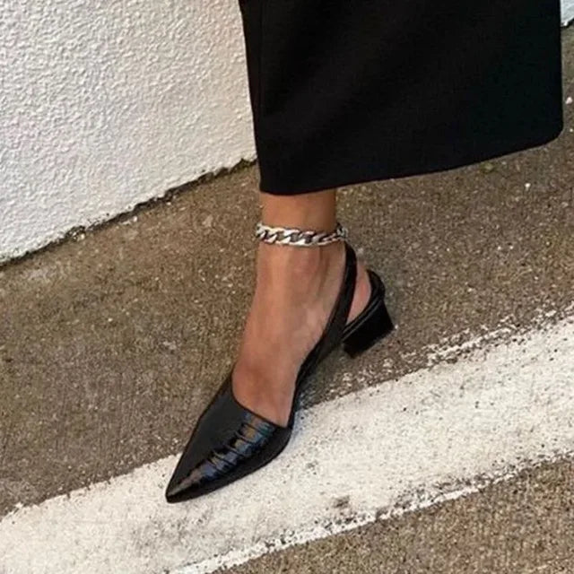 Levoire | Slingbacks Talons Korkoken À Tige Loivavarsi Avec Motif Crocodile Noir