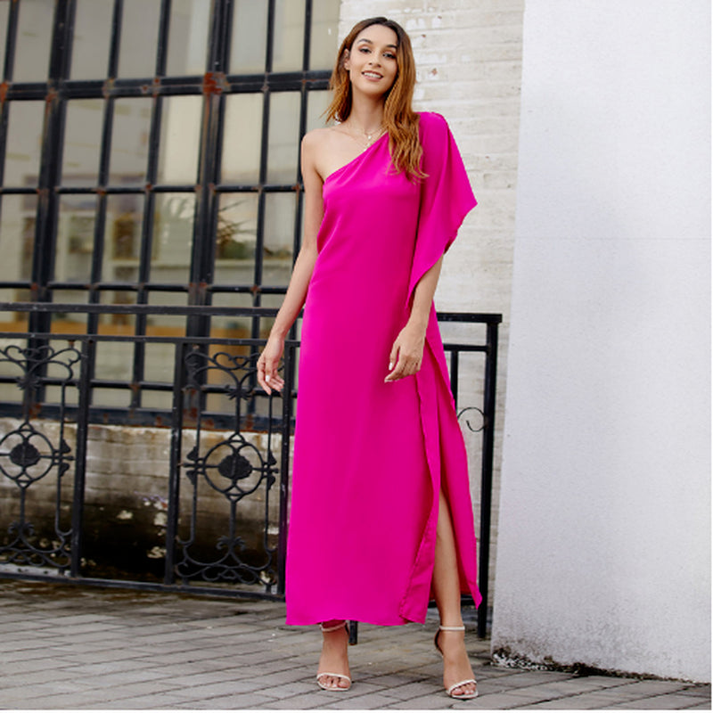 Levoire | Satina Une Robe Midi À Manches Lanternes Épaules Rosenrot