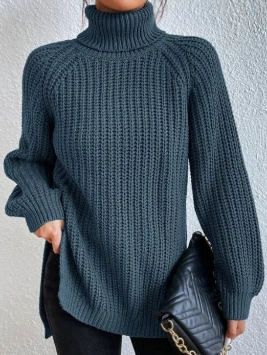 Alessandra™ - Pull à col roulé pour femmes Bleu océan