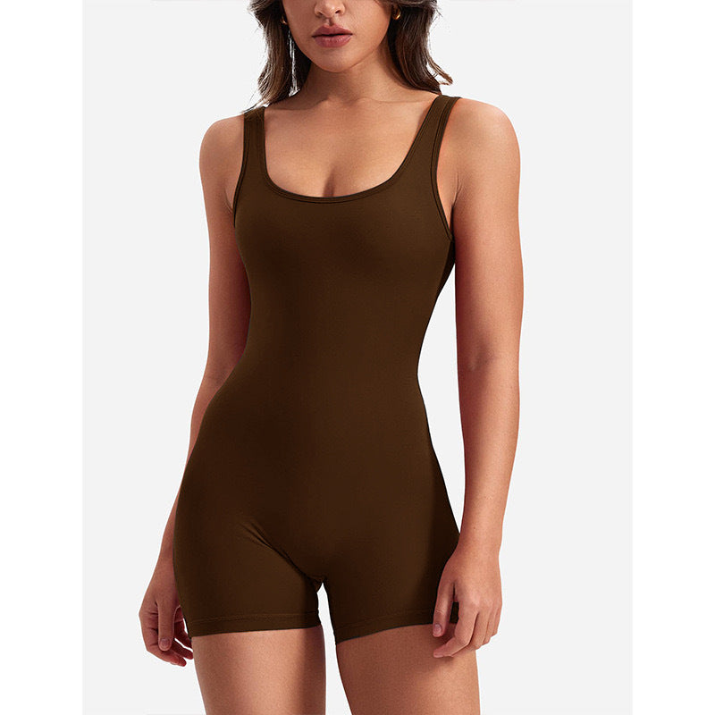 Levoire | Sans Manches Scrunch Bum Combinaison Courte Vêtements De Fitness Braun